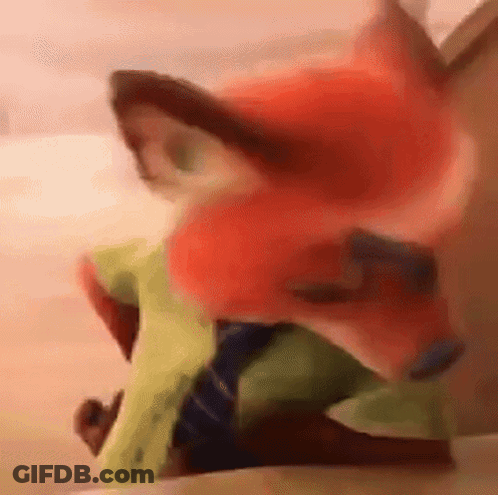 A Close Up Of A Stuffed Animal With A Fox 'S Face On It . GIF