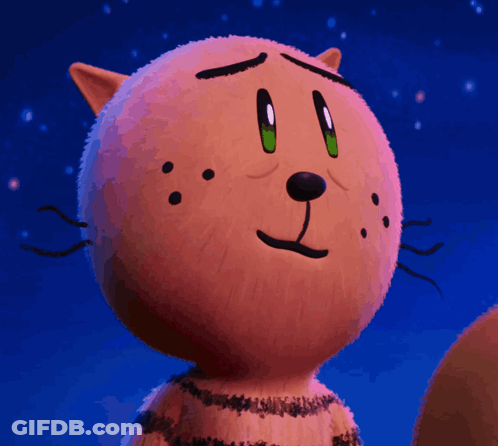 A Close Up Of A Stuffed Animal With A Sad Look On His Face GIF