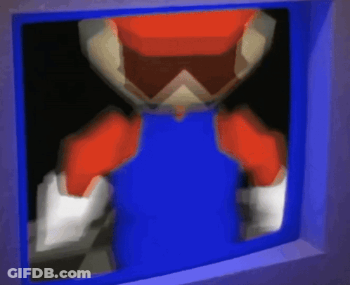 A Close Up Of A Video Game Character In A Blue Shirt GIF