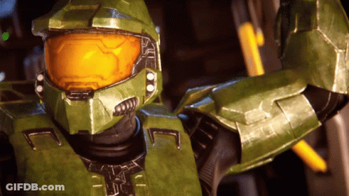 A Close Up Of A Video Game Character 'S Helmet And Arms GIF