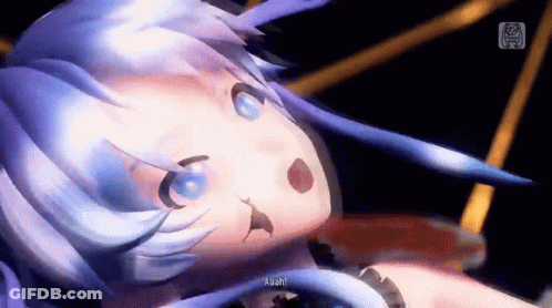A Close Up Of A Video Game Character With A Surprised Expression On Her Face . GIF