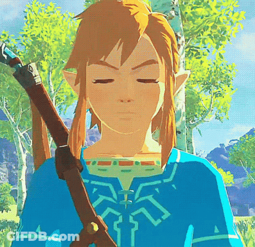 A Close Up Of A Video Game Character With His Eyes Closed And A Sword . GIF
