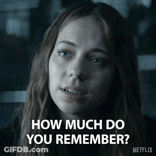 A Close Up Of A Woman Asking How Much Do You Remember From Netflix GIF