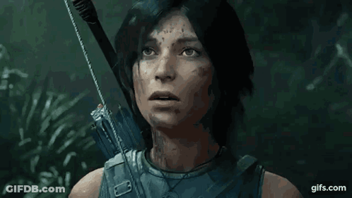 A Close Up Of A Woman Holding A Bow And Arrow In A Video Game . GIF