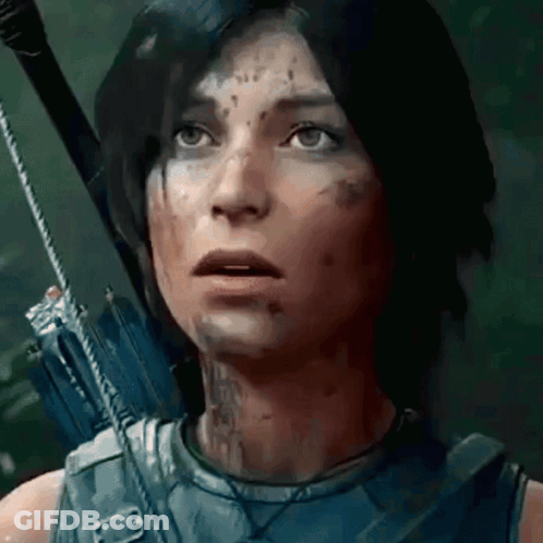 A Close Up Of A Woman Holding A Bow And Arrow In A Video Game GIF
