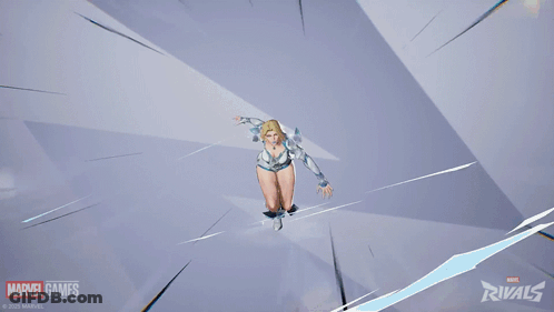 A Close Up Of A Woman 'S Breasts In A Marvel Games Advertisement GIF