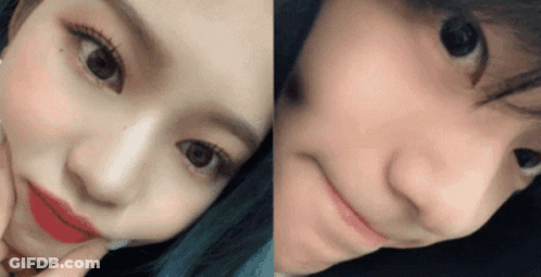 A Close Up Of A Woman 'S Face And A Close Up Of A Person 'S Face GIF