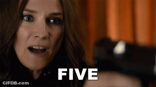 A Close Up Of A Woman 'S Face And The Word Five GIF