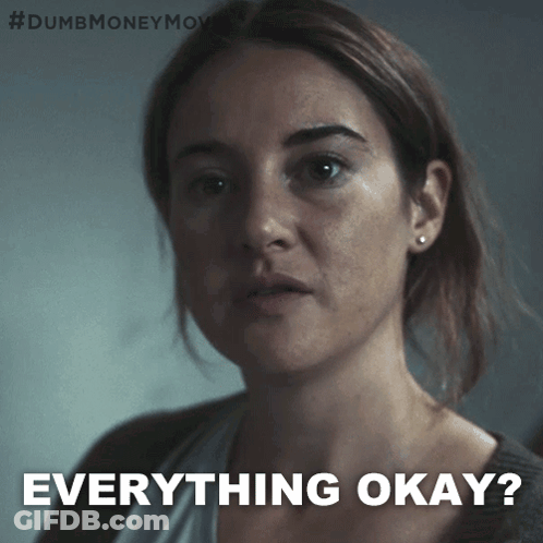 A Close Up Of A Woman 'S Face And The Words Everything Okay GIF