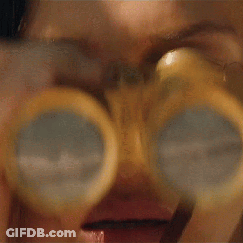 A Close Up Of A Woman 'S Face Behind A Glass GIF