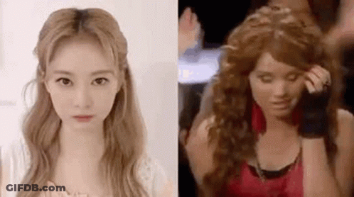 A Close Up Of A Woman 'S Face Next To A Close Up Of A Woman 'S Face . GIF