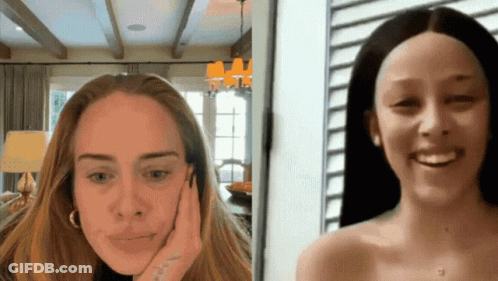 A Close Up Of A Woman 'S Face Next To A Close Up Of A Woman 'S Face Without Makeup GIF