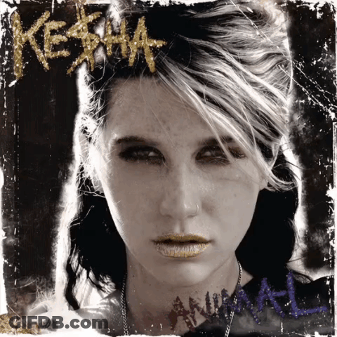 A Close Up Of A Woman 'S Face On The Cover Of Kesha 'S Animal GIF