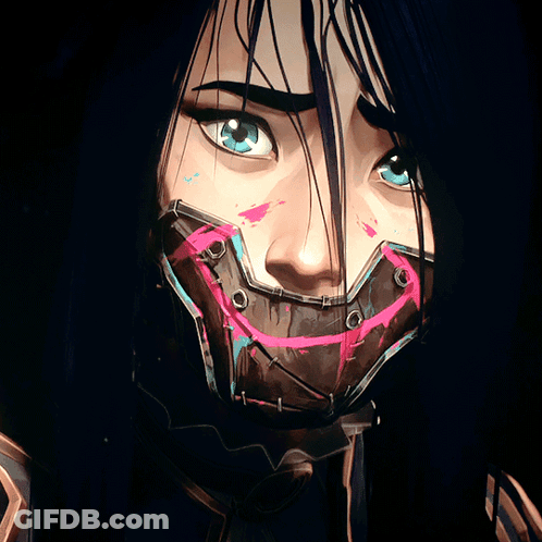 A Close Up Of A Woman 'S Face Wearing A Mask GIF