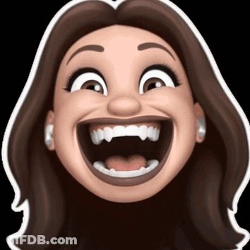 A Close Up Of A Woman 'S Face With A Big Smile On It GIF