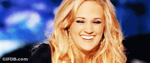 A Close Up Of A Woman 'S Face With A Blue Background . GIF