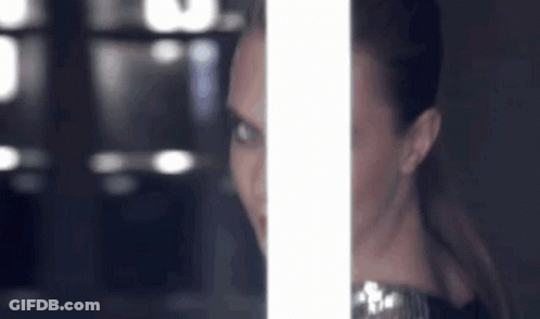 A Close Up Of A Woman 'S Face With A Blurred Background And A White Border . GIF