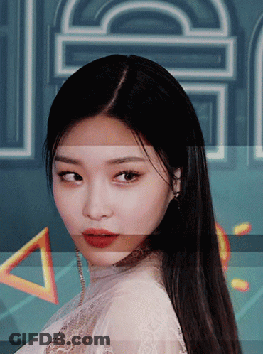 A Close Up Of A Woman 'S Face With A Blurry Background And The Word Jc On It GIF