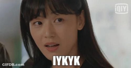 A Close Up Of A Woman 'S Face With A Caption That Says Iykyk . GIF