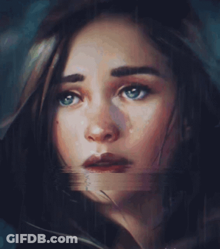 A Close Up Of A Woman 'S Face With A Glitch Effect On It GIF