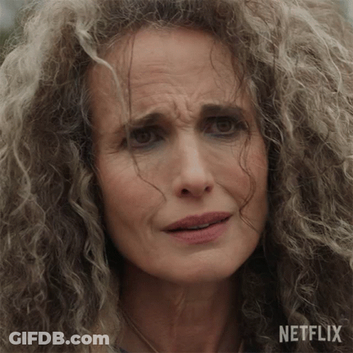 A Close Up Of A Woman 'S Face With A Netflix Logo On The Bottom GIF