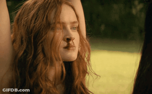 A Close Up Of A Woman 'S Face With A Nose Ring GIF
