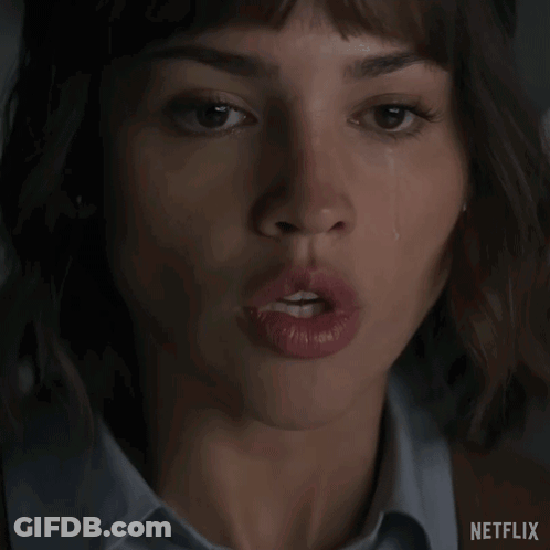Woman's Face With Tear From Nose GIF