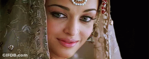 A Close Up Of A Woman 'S Face With A Veil Covering Her Face . GIF