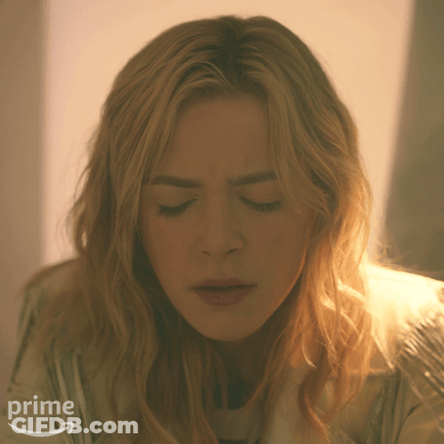 A Close Up Of A Woman 'S Face With An Amazon Prime Arrow In The Corner GIF