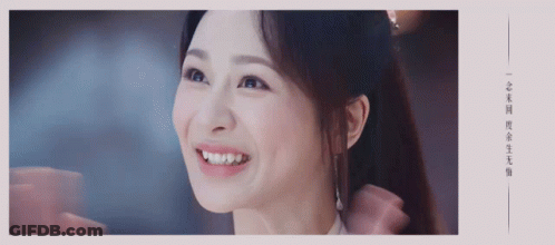 A Close Up Of A Woman 'S Face With Chinese Writing GIF