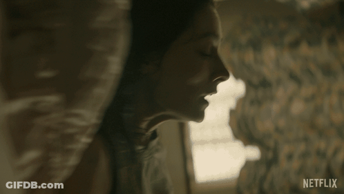 A Close Up Of A Woman 'S Face With Netflix Written In The Bottom Right Corner GIF
