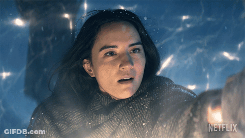 A Close Up Of A Woman 'S Face With Netflix Written On The Bottom GIF