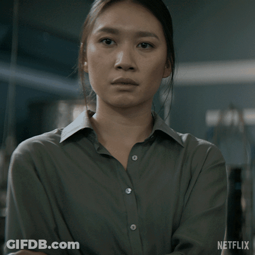 A Close Up Of A Woman 'S Face With Netflix Written On The Bottom GIF
