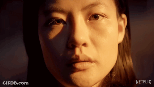 Close Up Of Woman's Face With Netflix Text GIF