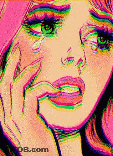 A Close Up Of A Woman 'S Face With Tears Coming Down Her Face . GIF