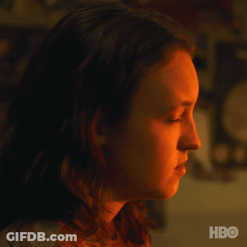 A Close Up Of A Woman 'S Face With The Hbo Logo On The Bottom GIF