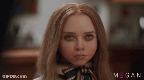 A Close Up Of A Woman 'S Face With The Name Megan On The Bottom Right GIF
