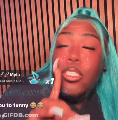 A Close Up Of A Woman 'S Face With The Name Myla On The Bottom Right GIF