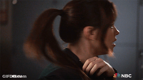 A Close Up Of A Woman 'S Face With The Nbc Logo Visible GIF