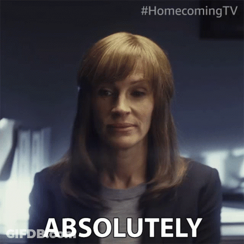 A Close Up Of A Woman 'S Face With The Word Absolutely Visible GIF