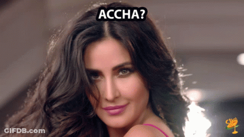 A Close Up Of A Woman 'S Face With The Word Accha Above It GIF