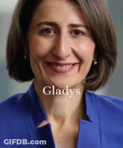 A Close Up Of A Woman 'S Face With The Word Gladys Written Above Her GIF