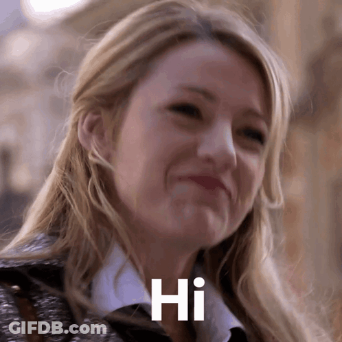 A Close Up Of A Woman 'S Face With The Word Hi Written On Her Face GIF