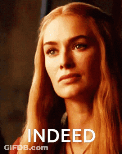 A Close Up Of A Woman 'S Face With The Word Indeed Written Below Her GIF