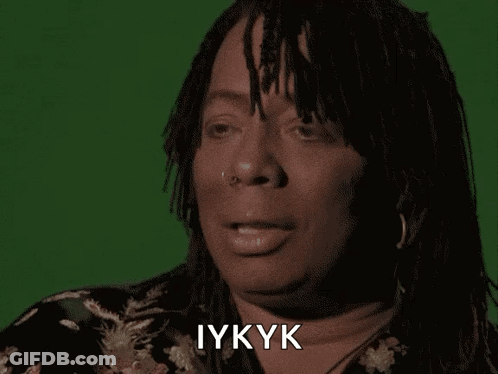 A Close Up Of A Woman 'S Face With The Word Iykyk Written On It GIF