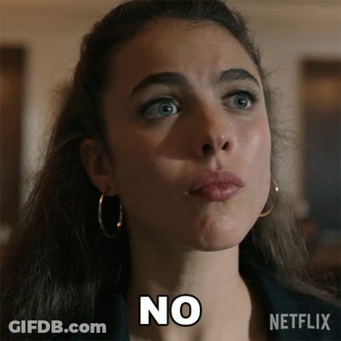 A Close Up Of A Woman 'S Face With The Word No Written On Her Face GIF