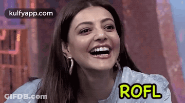 A Close Up Of A Woman 'S Face With The Word Rofl On It . GIF