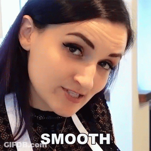 A Close Up Of A Woman 'S Face With The Word Smooth Written Below It GIF