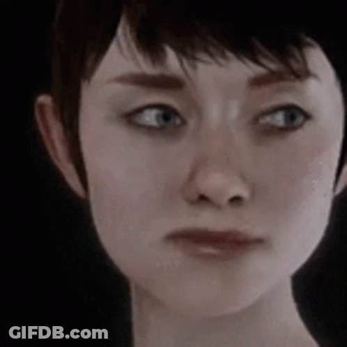 A Close Up Of A Woman 'S Face With The Words Aerm On It GIF