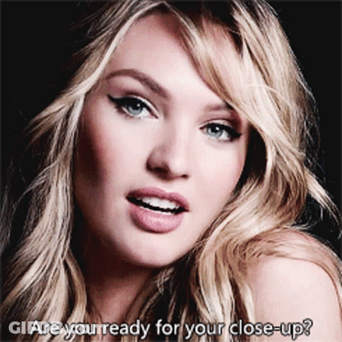 A Close Up Of A Woman 'S Face With The Words Are You Ready For Your Close Up GIF